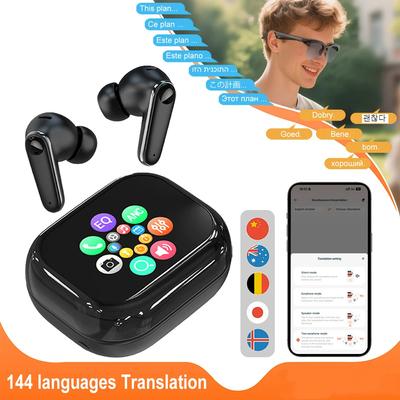 Real Time AI Translation Headphone Full Color Smart Screen Bluetooth 5.4 Wrieless Earbuds ANC ENC Cancelling HIFI  Waterproof Earphone for Android IOS