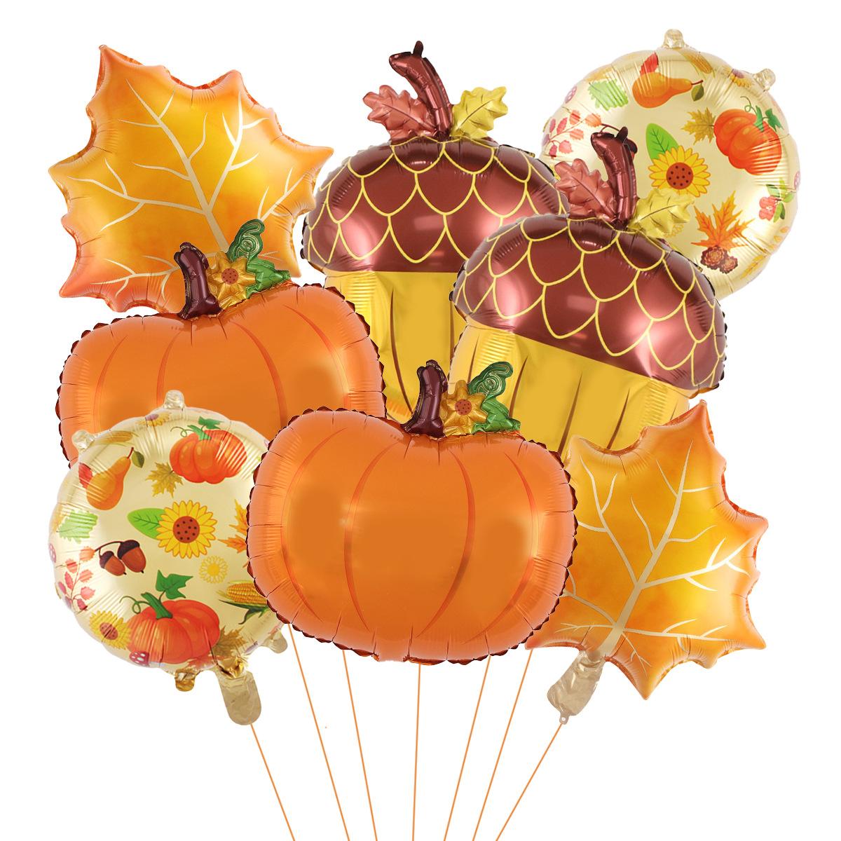 

Thanksgiving Harvest Themed Party Balloon Set Maple Leaf Pine Cones Pumpkin Aluminum Film Balloon Scene Ornament Thanksgiving Aluminum Film Balloon Set 7