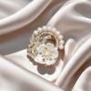 Shinning Crystal Rhinestone Flower Brooch Pearl-Set Alloy Vintage Style Pearl Flower Brooch Diamond Alloy Floral Brooch