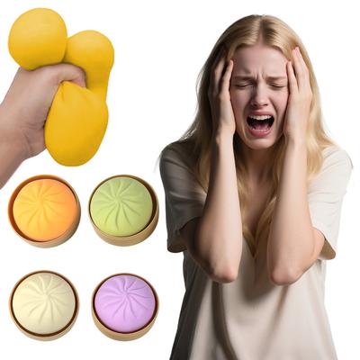 2Pcs Simulated Steamed Bun Toy with Steamer Stress Relief Dumpling Squeeze Sensory Fidget