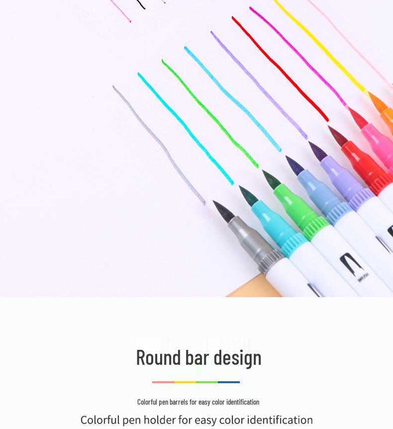 Giorgione Double-Ended Water-Based Fineliner Brush Pens: 24 & 80 Washable Colors