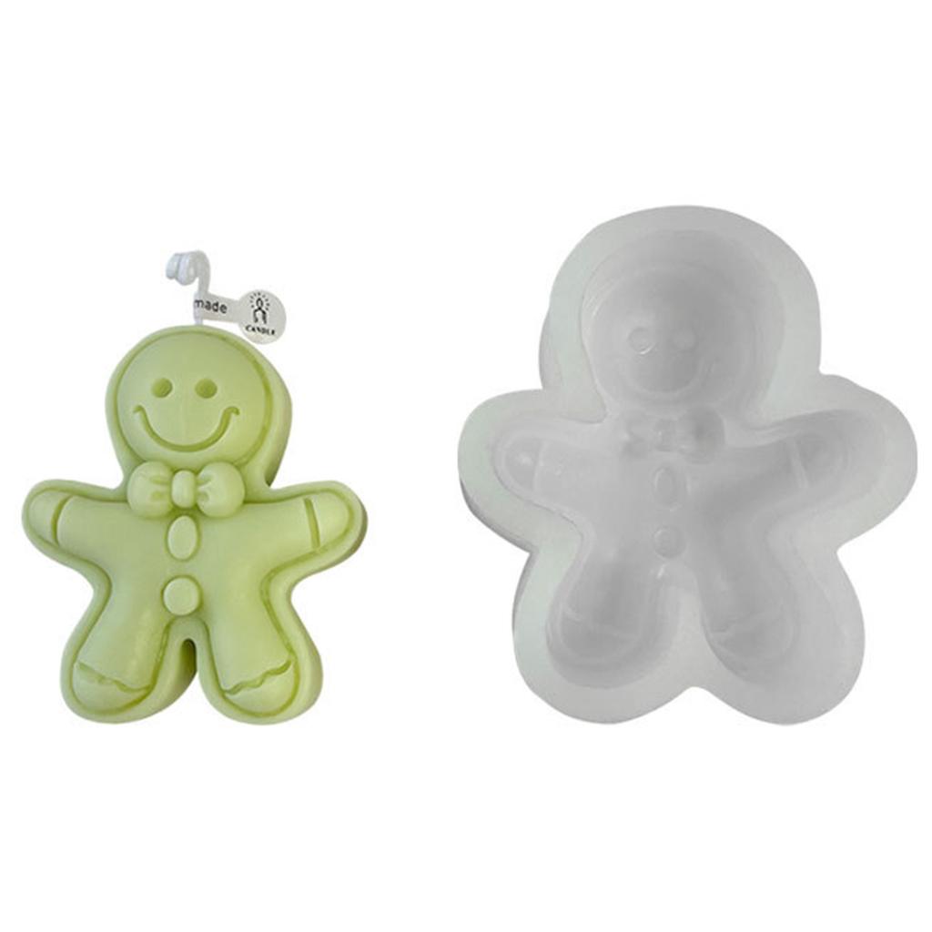 Reusable 3D Silicone Mold DIY Gingerbread Man Shaped Candle Molds Handmade Mould for Chocolates Christmas Soap Moulds