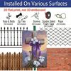 2D Flat, 1pc Beautiful Cross with Lilies Aluminum Sign 7.87*11.8 Inchs Decorative Sign &, Plaque for Spring All Seasons, Festival Decorations for