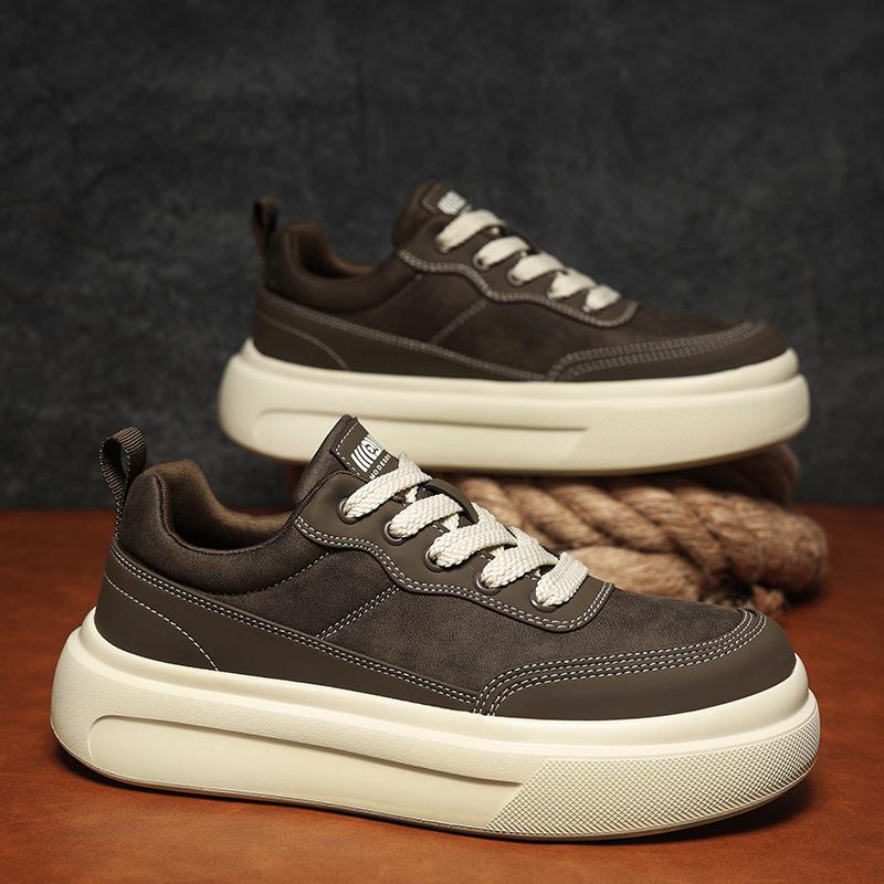 British Style Popular Men's Thick Bottom Designer Shoes Brand Genuine Leather Lace-Up Shoes Comfy Outdoor Casual Leather Shoes