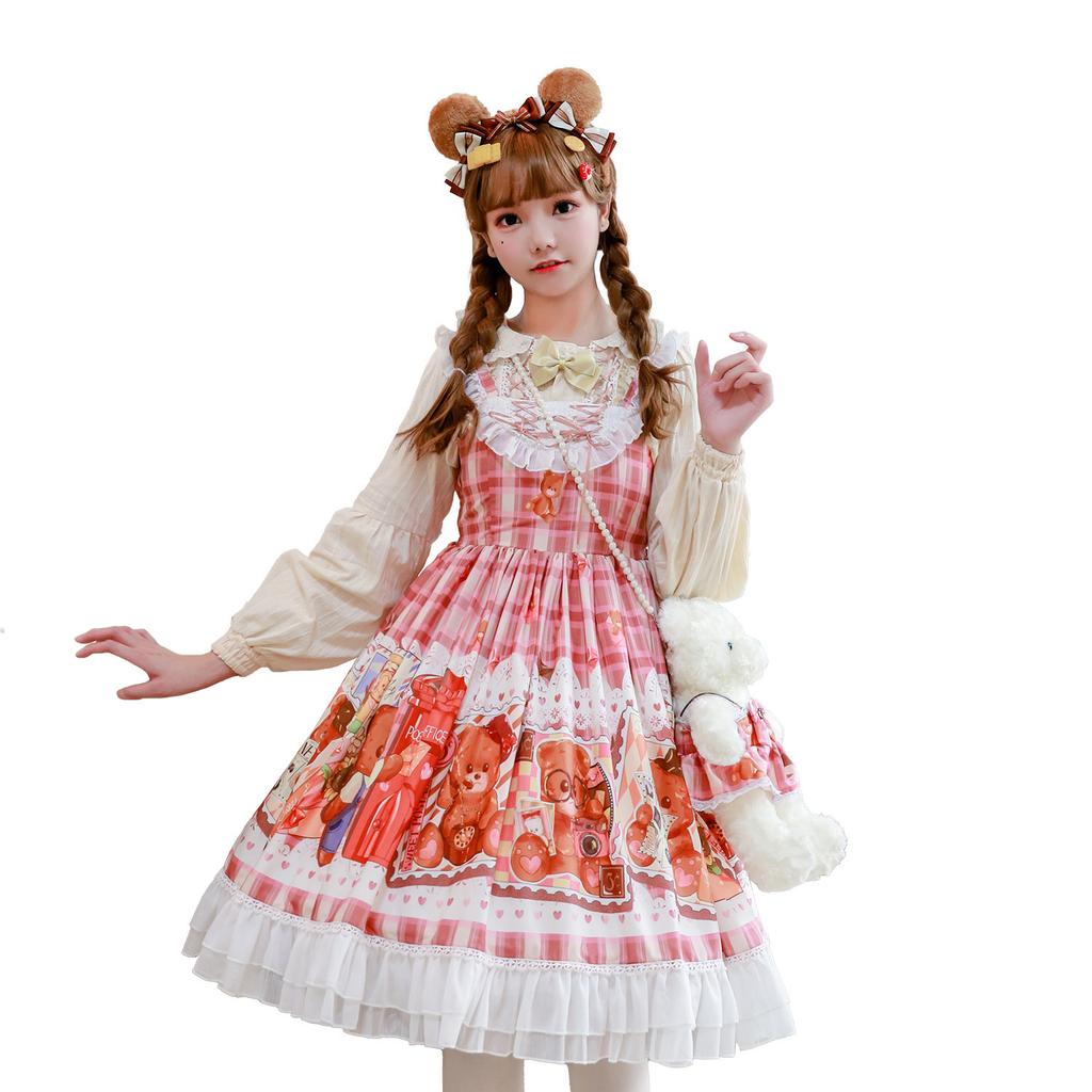 Original, Stamp Bear Cute Sweetheart Soft Cute Girl Jsk Dress Lolita Lolita Suspender Tutu