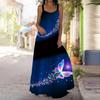 Abito sottoveste da donna Abito lungo maxi Abito con stampa farfalla blu scuro Vacanze primaverili ed estive per il tempo libero