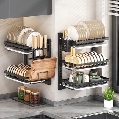 Wall Mounted Dish Drying Rack Rust-Proof Utensil Holder Kitchen Sink Rack  Household