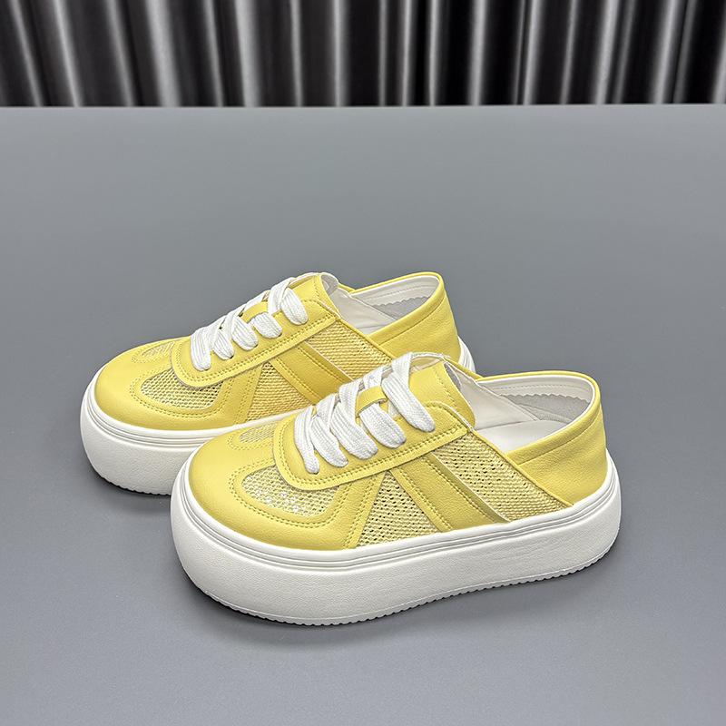 

Thick-soled two-wearing mesh little white shoes for women s 2025 summer new models are super good-looking and thin single-mesh breathable leather casu 40 жёлтый