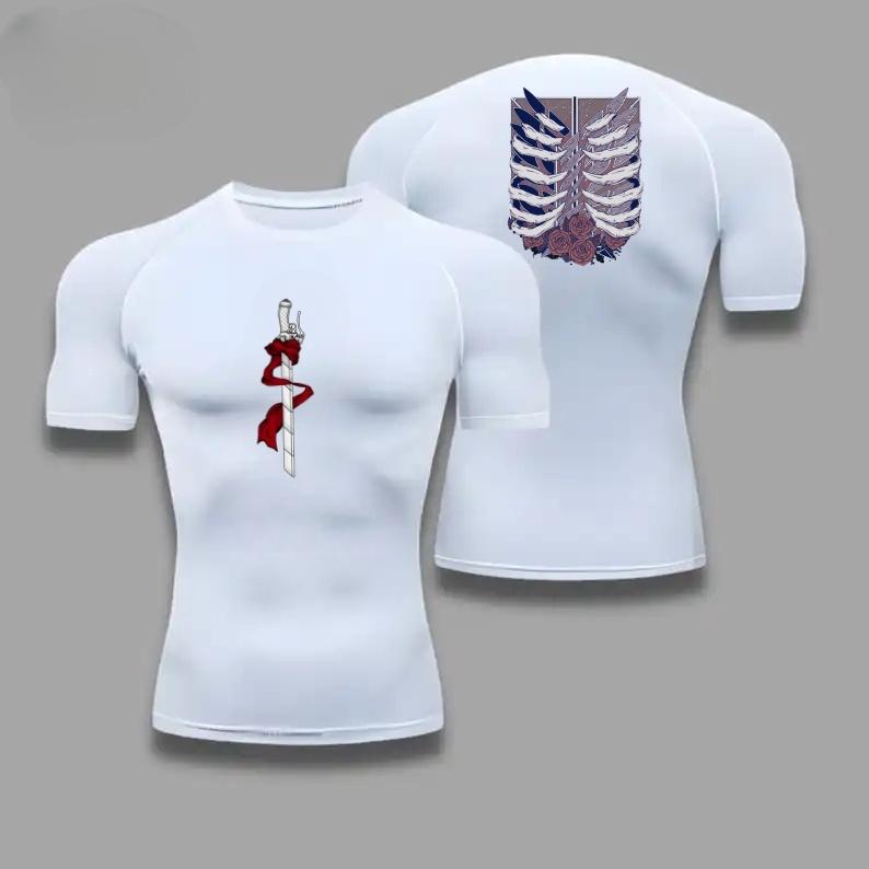 Comfortable Fitness T-shirt Men Scout Regiment Graphic Breathable Slim Fit Top Summer Gym Jogging Training Elastic Fitness Suit