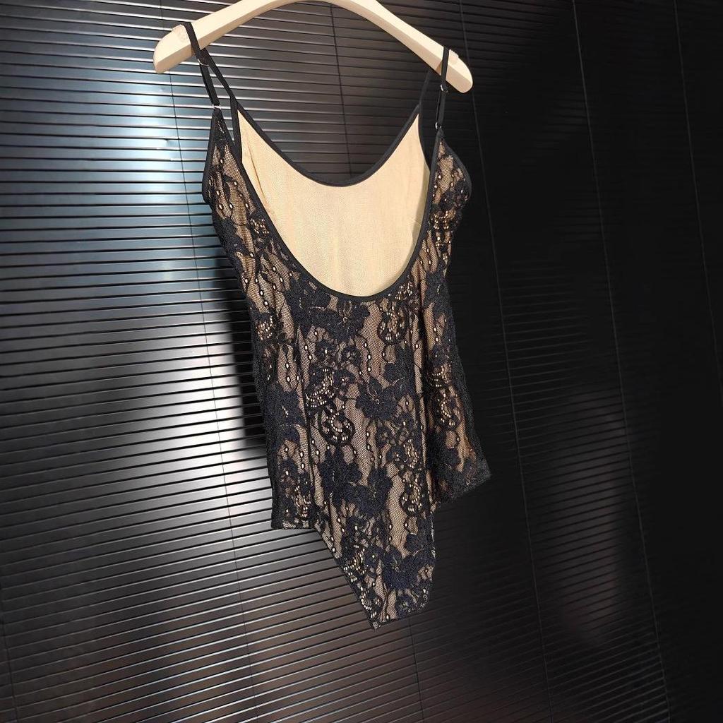 Europäische & Amerikanische Trendige Rückenfreie Spitzen-Camisole - Damen Slim Fit Herbst/Winter Top