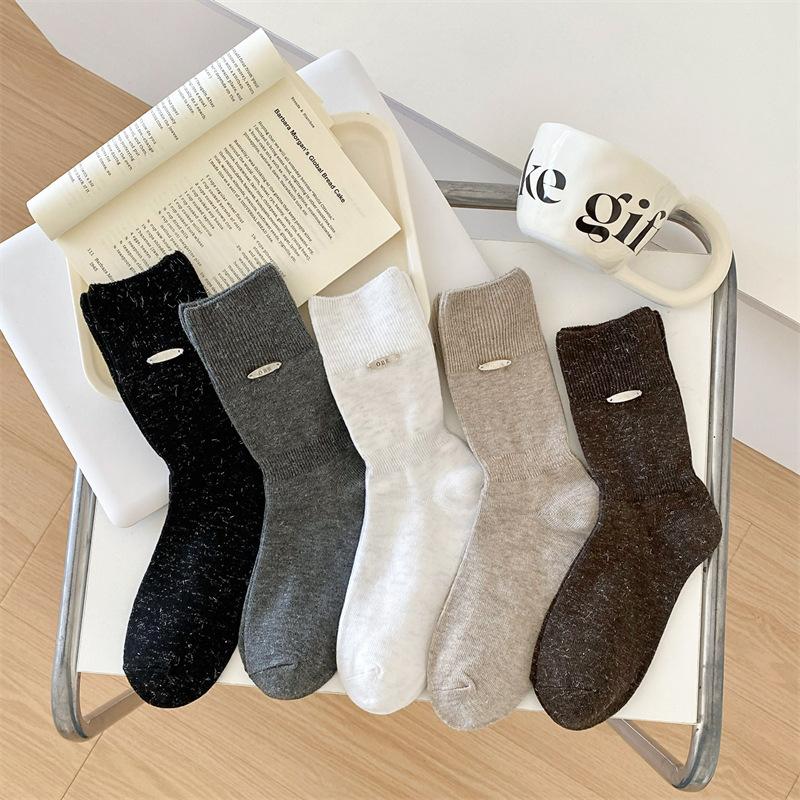 Women's Mid-calf Socks, Cotton Socks, Versatile Pile Socks