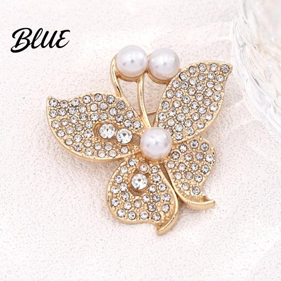 Rhinestone Brooch Pin Women Butterfly Pin, Shape Lapel with Dress Faux Pearls Rhinestones, Jewelry Accessory for Dresses Coats Jackets Decorative