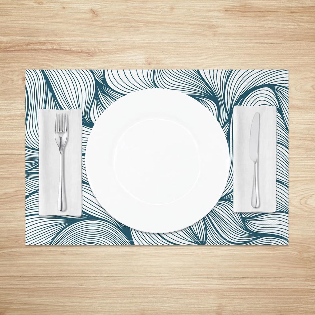 Modern Minimalist Table Mats Fresh Leaf Branch Pattern Placemats Natural Style Waterproof HeatResistant for Dining Kitchen Decor