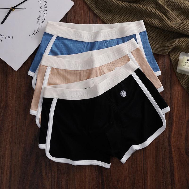 Men's Antibacterial Breathable Loose Fit Boxer Briefs Mid-Rise Striped Shorts