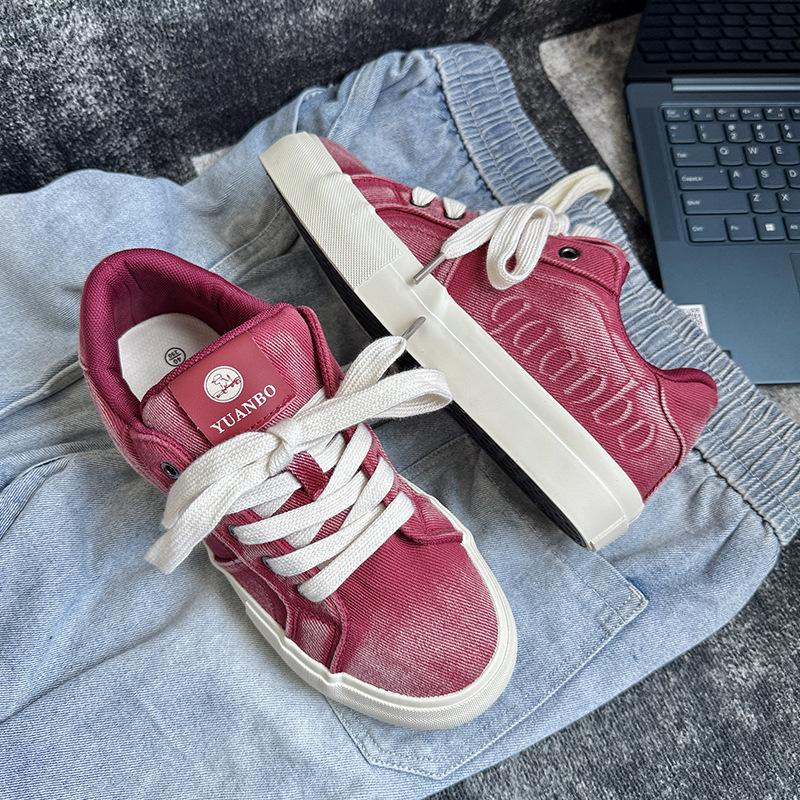 

Мужская обувь, модная обувь, нишевый дизайн, старая парусиновая обувь, мужские студенческие туфли с низким верхом, универсальные, спортивные, для скейтборда, мужские 39 красный