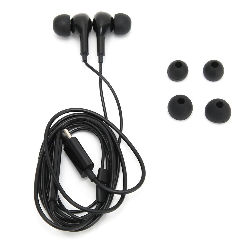 Wired Earphones Type C Digital Chip Noise Canceling Mobile Phone Earbubs with Volume ControlBlack