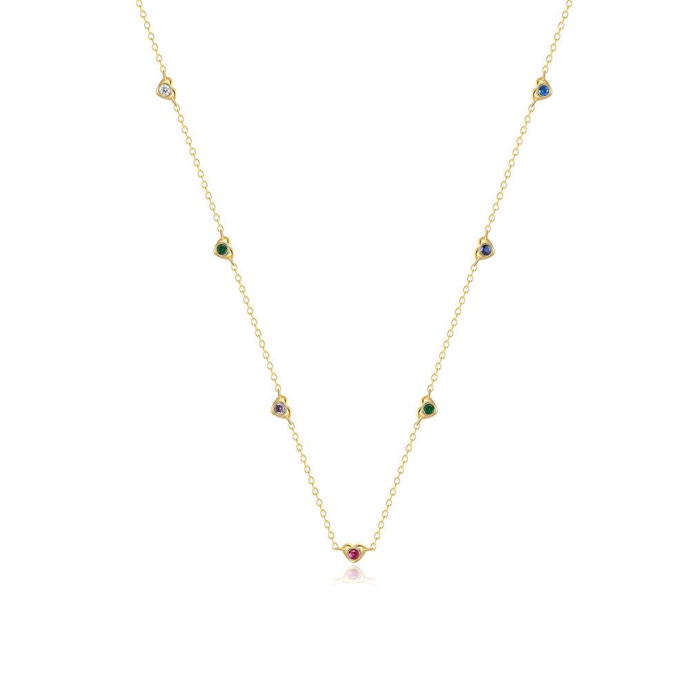 Simple Style S925 Sterling Silver Valentine'S Day Niche Design Sense "Hidden Head Poem" Concept Colorful Zircon Necklace