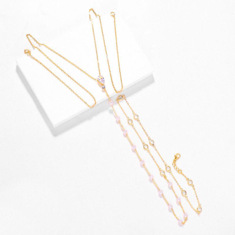 

Hot-Selling Pearl Back Chain, Simple European and American Bridal Dress with Diamond-Encrusted Backless Back Chain, Elegant and Fashionable Accessory Gold