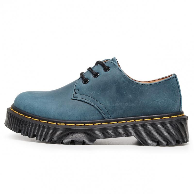 Martin Boots First Layer 1 Low-top Small Leather Shoes Women's Genuine Leather Crazy Horse Black Large Size Short Boots Round Head Men's Break