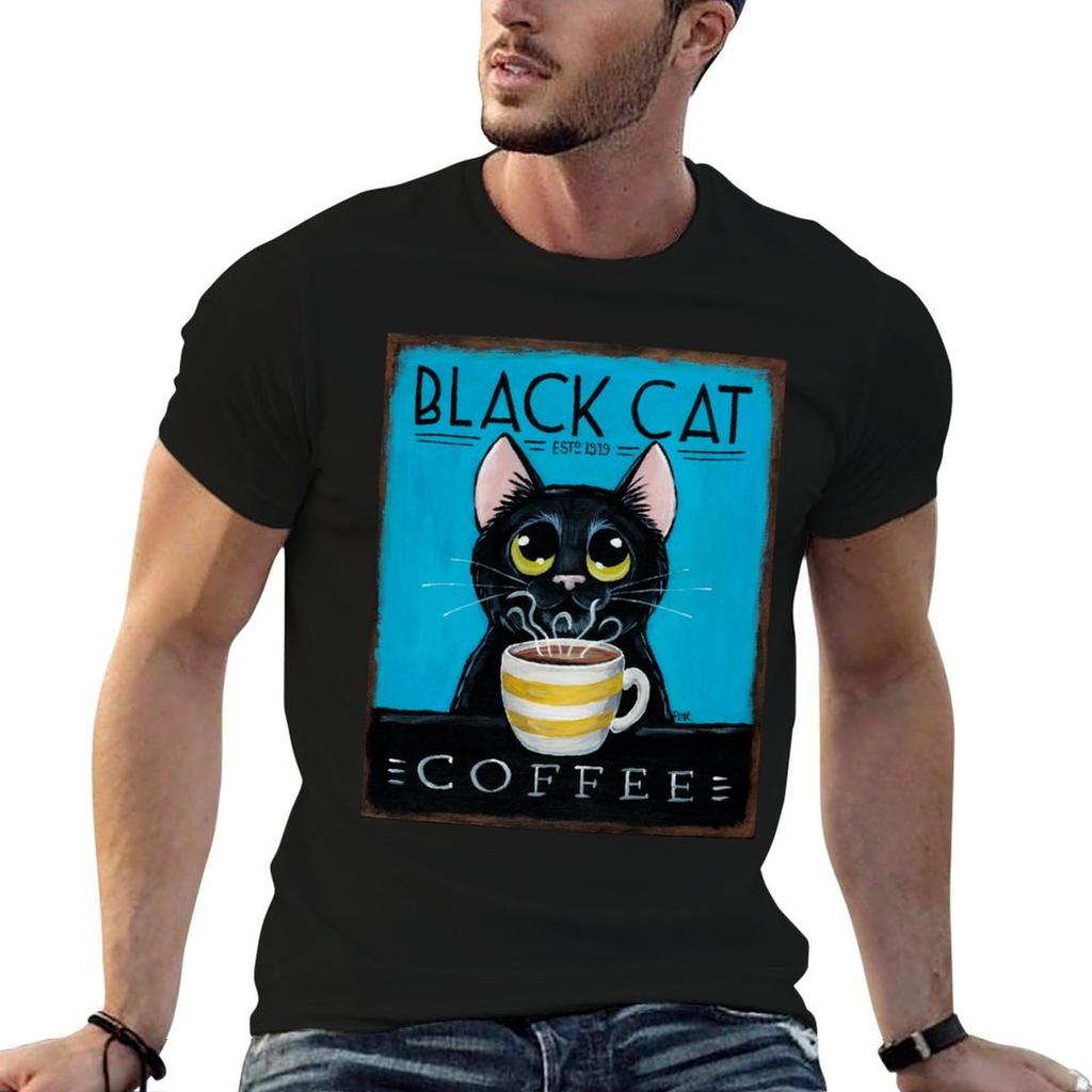 Black Cat Coffee TShirt Soft Durable Cotton TShirt