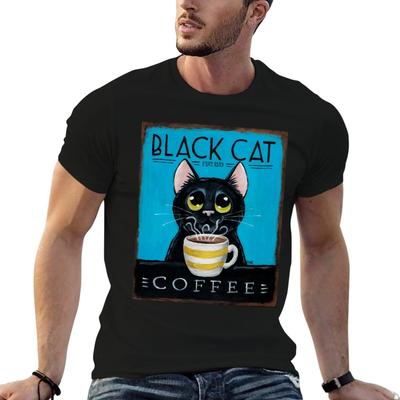 Black Cat Coffee TShirt Soft Durable Cotton TShirt