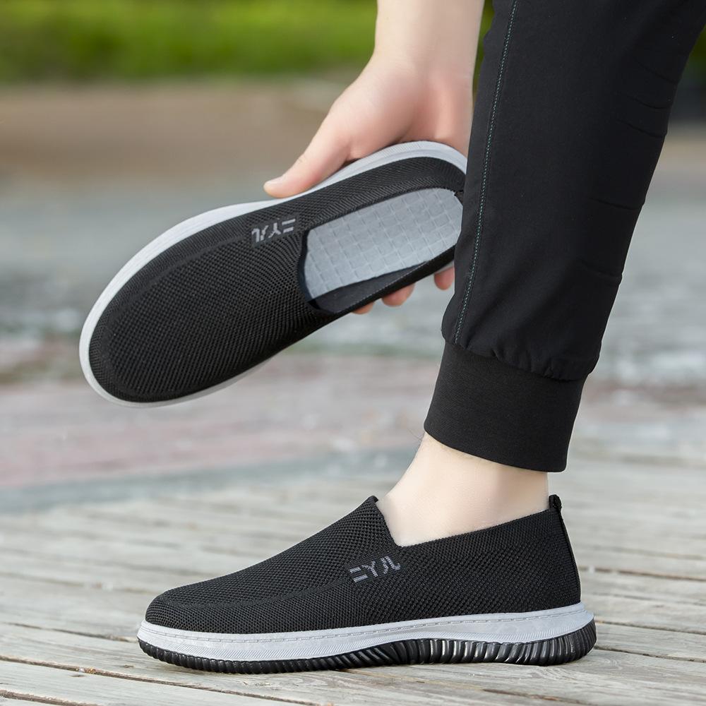 Summer New Men's Mesh Breathable Fly-woven Casual Sports Shoes Men's Mesh Shoes Work Shoes One Pedal Men's Shoes