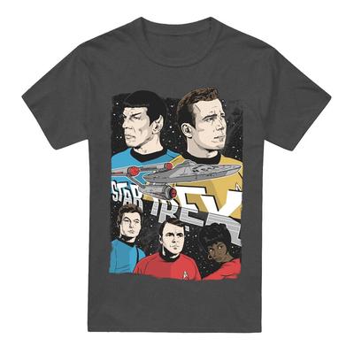 Star Trek Illustrated Crew T-Shirt S-2XL-Charcoal
