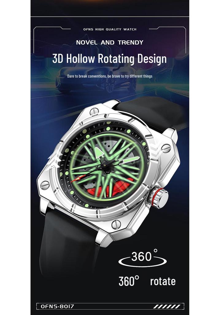 Fashionable Square Star Men's Silicone Waterproof Wristwatch