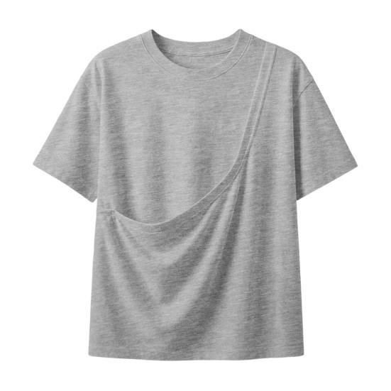 Solid Color T-shirt Women Pet Pouch T-Shirt, Dog Cat Carrier Short Sleeve Shirt for Hands Free Carrying Clothing Summer, Loose Casual Crew Neck