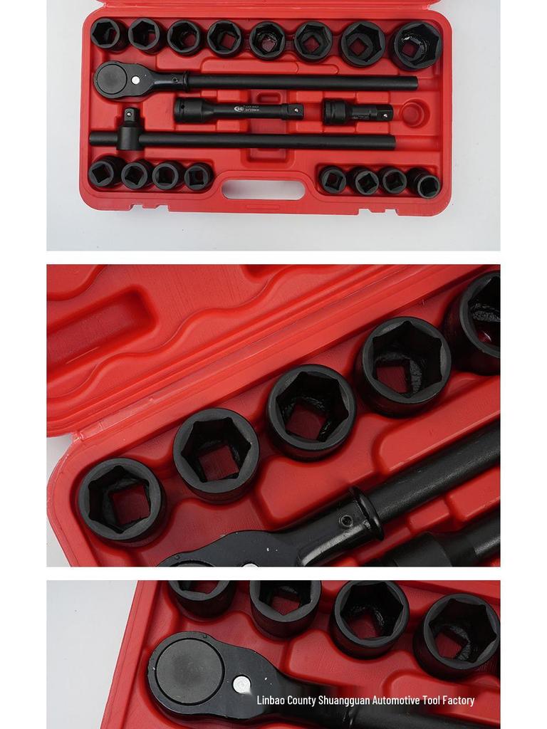 21-Piece Heavy Duty 3/4" Air Impact Hex Socket & Wrench Set for Auto Repair