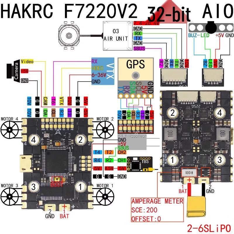 HAKRC F722 40A AIO FPV Flight Controller & ESC