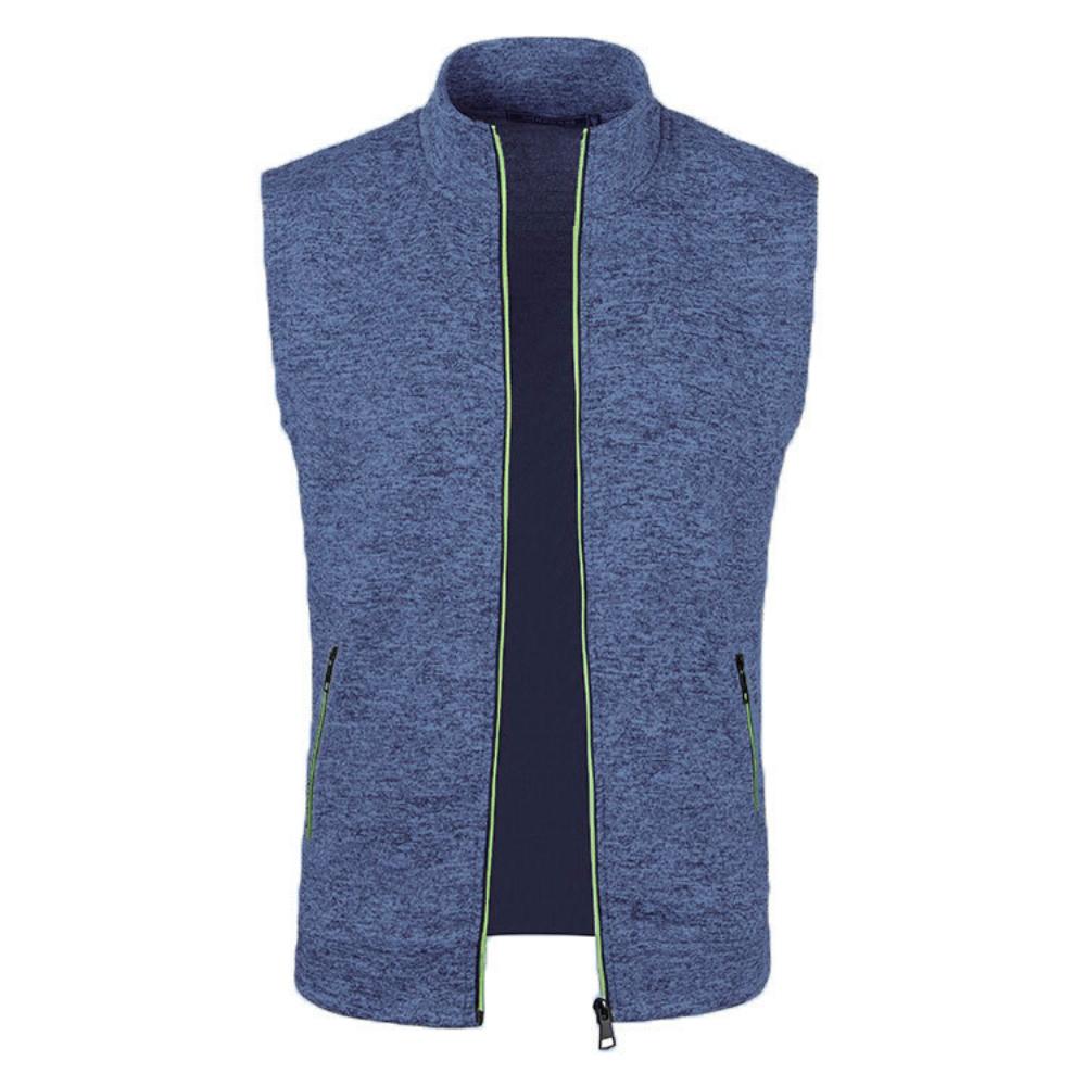 Men Fashion Solid Color Slim Fit Sleeveless Jacket Zipper Tank Tops Cardigan Knitwear Casual All-match Coat