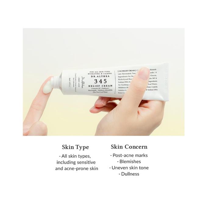 Dr.Althea 345 Relief Cream | Moisturizer for Soothing Recovery and Blemish Care Korean Vegan  All Skin Types, 50ml