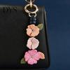 Faux Leather Flower Keyring Keychain Pendant Imitation Camellia Design Key Chain Handbag with Lobster Clasp Bag Charm Backpack Accessory Daily Use