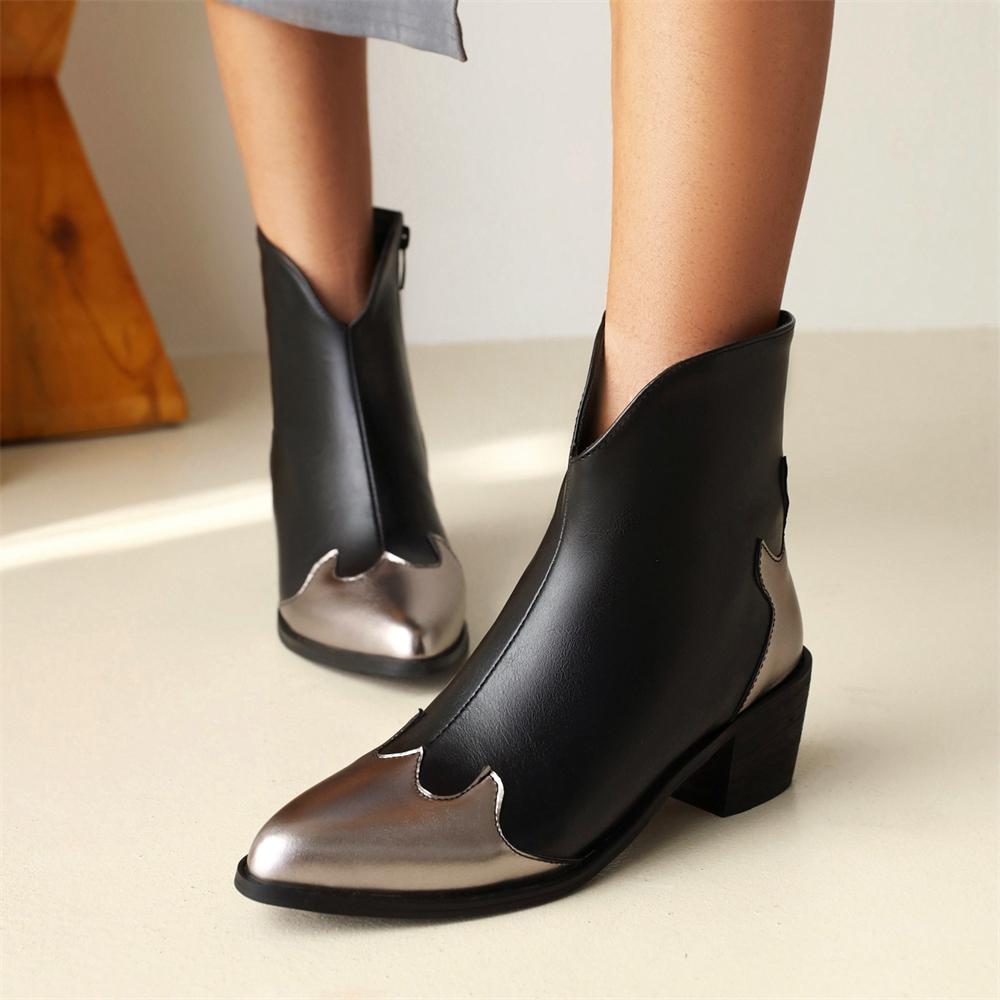 Fashion Autumn/Winter New Pointed Toe Chunky Heel Ankle Boots for Women Elegant Modern Cossacks Chelsea Boots Black Green Red