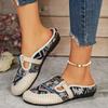 Ethnic Style Embroidered Shoes  Linen Breathable Half Slippers For Women With Soft Soles Women's Cloth Shoes For One Foot