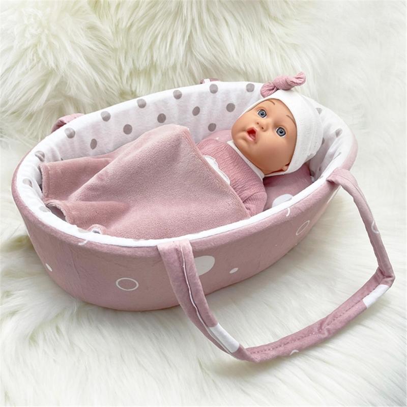30cm Simulation Baby Doll Realistic Rebirth Doll with Nipple/Blanket/Bassinet/Pillow for Baby Kid Appease Accompany