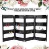 Foldable 4-Panel Jewelry Holder Earrings Display Stand Ear Studs Storage Rack   (Black)