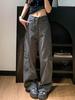 Women's High-Waist Gray Retro Work Pants - Spring 2026, Petite, Relaxed Wide-Leg Fit