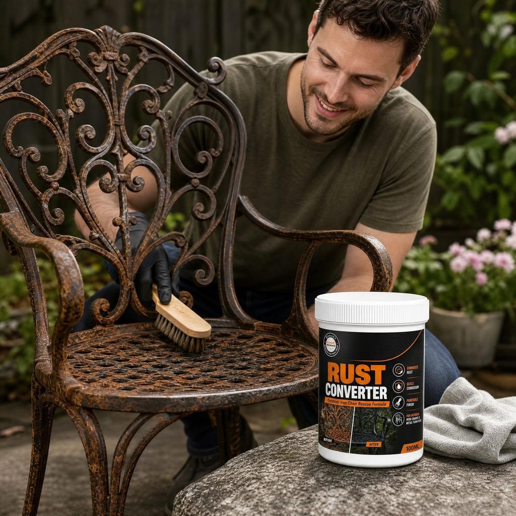 Outdoor ironwork paintable- converter that restores metal strength and extends service life