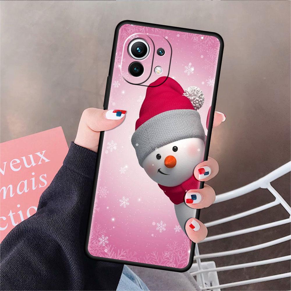 Soft Silicone Case For Xiaomi Mi 11 Lite 5G NE 11T Pro 12S Ultra 12 Note 10 10T 9T Phone Cover Bumper Funda Christmas Snowman