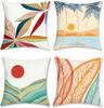 Tropical Beach Outdoor Pillow Covers Set Of 4 Summer Palm Hawaii Decorative Pillowcase Soft Velvet Cushion Covers For Couch