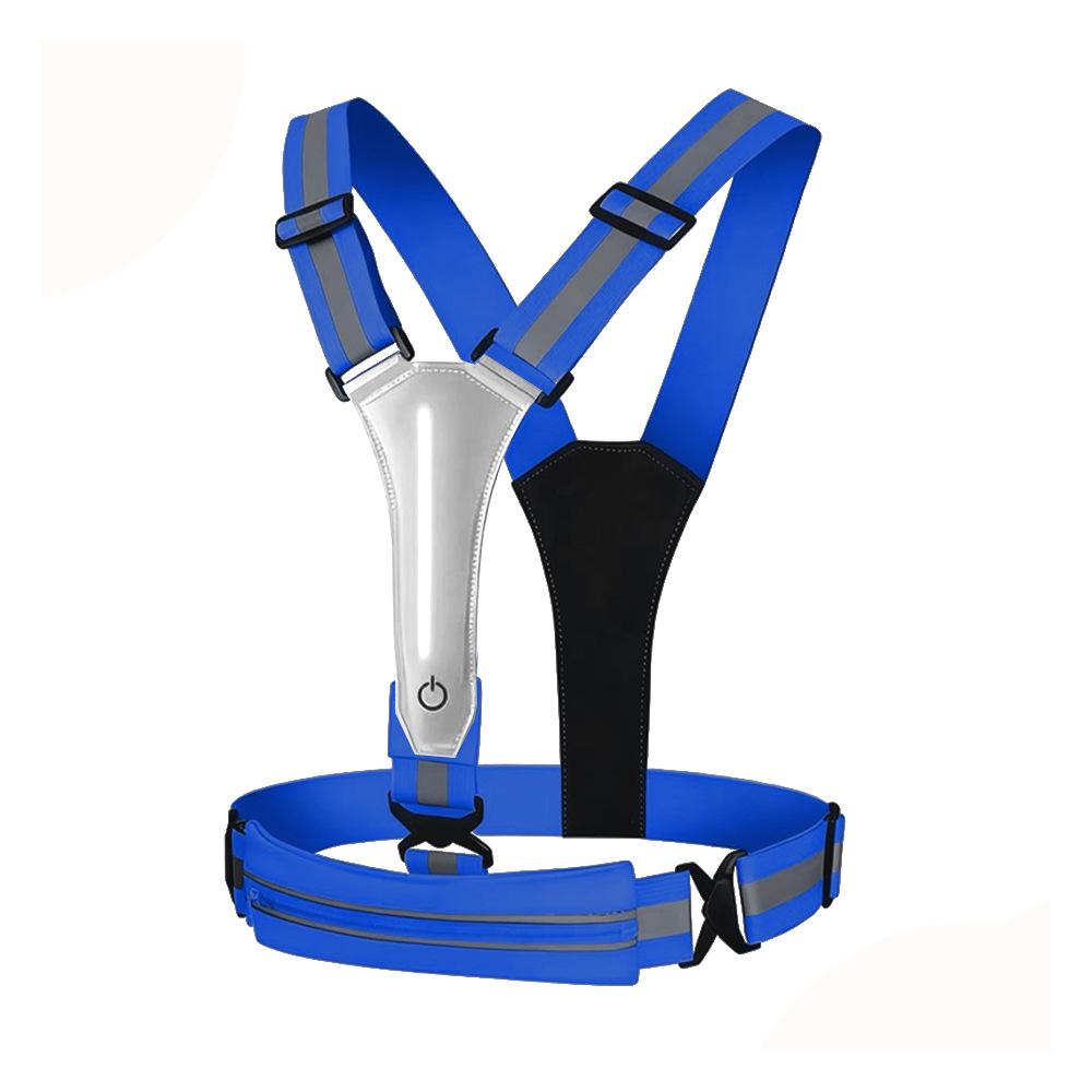 

Rechargeable LED Reflective Strap Vest with Pouch for Night Running and Cycling One Size