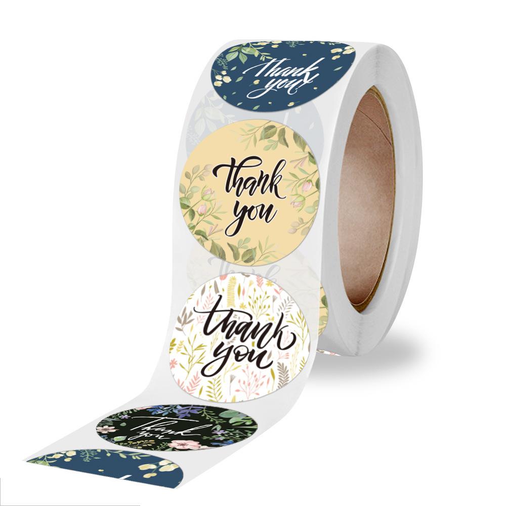 100-500pcs Thank You Round Sticker Scrapbook Envelope Seal Sticker Gift Flower Decoration Stationery Label Sticker