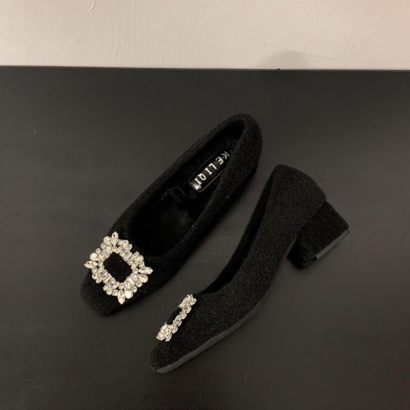 Premium temperament rhinestone shallow mouth single shoes women's 2025 spring new Xiaoxiangfeng elegant Mary Jane shoes