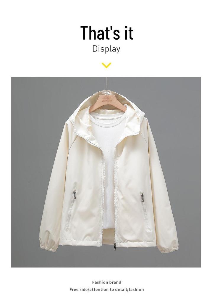 Trendiger Damen-Kapuzen-Windbreaker für Anfang März - Koreanischer Stil, Leicht, Sonnenschutz für Frühling, Sommer, Herbst