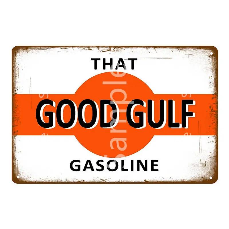 Vintage Gulf ESSO Mobil Racing Metal Tin Sign Wadhams Gasolines Motor Oil Garage Service Wall Decor Art Poster Wall Plaque YL055