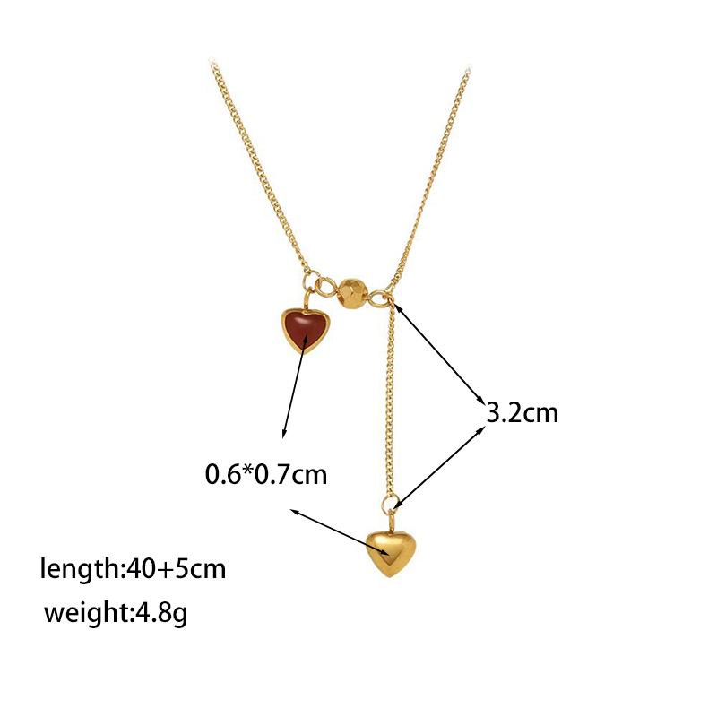 Elegant Personalized Double Heart Pendant Titanium Steel Necklace for Women
