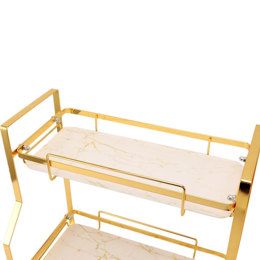 Iron Standing Rack White and Gold Organizer Shelf Living Room Bedroom Kitchen Bathroom