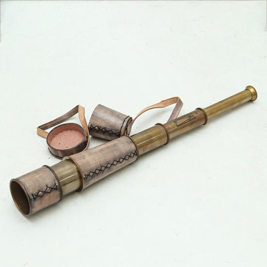 Set of 2 Brass Spyglass Telescope with Leather Cover Strap Nautical Pirate Décor Steampunk Gift Working Monocular Gift 40.64 Cm